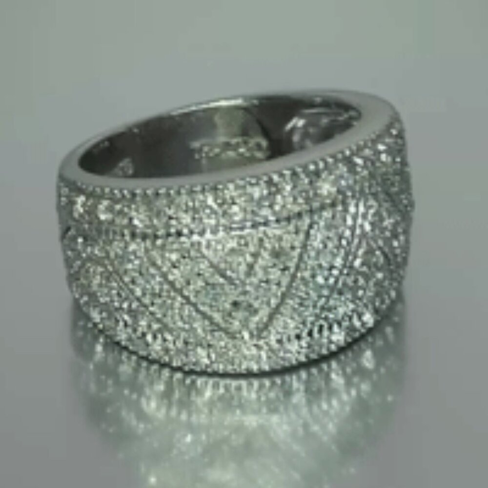 Scratch&Dent -- BOLD Sterling Silver 0.33ctw Round Diamond Zig-Zag Design Ring